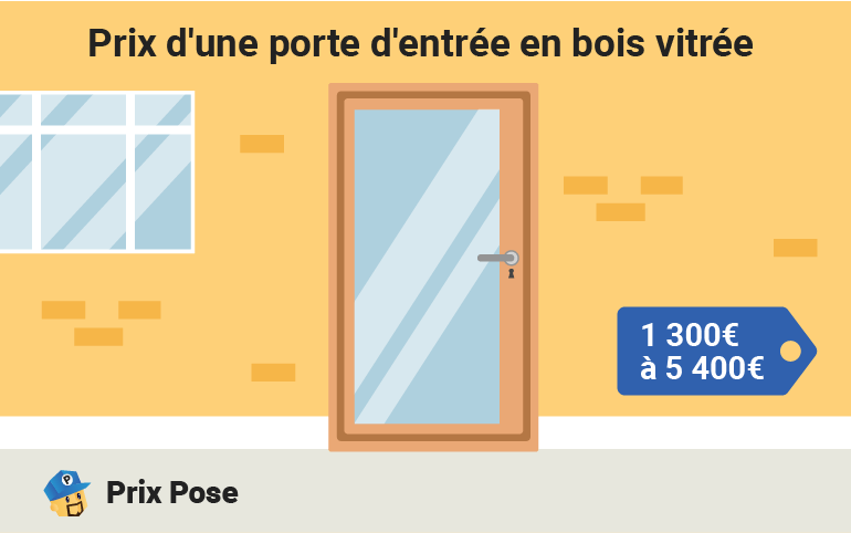 Prix porte d'entrée en bois vitrée