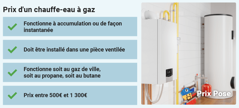 Prix chauffe eau à gaz